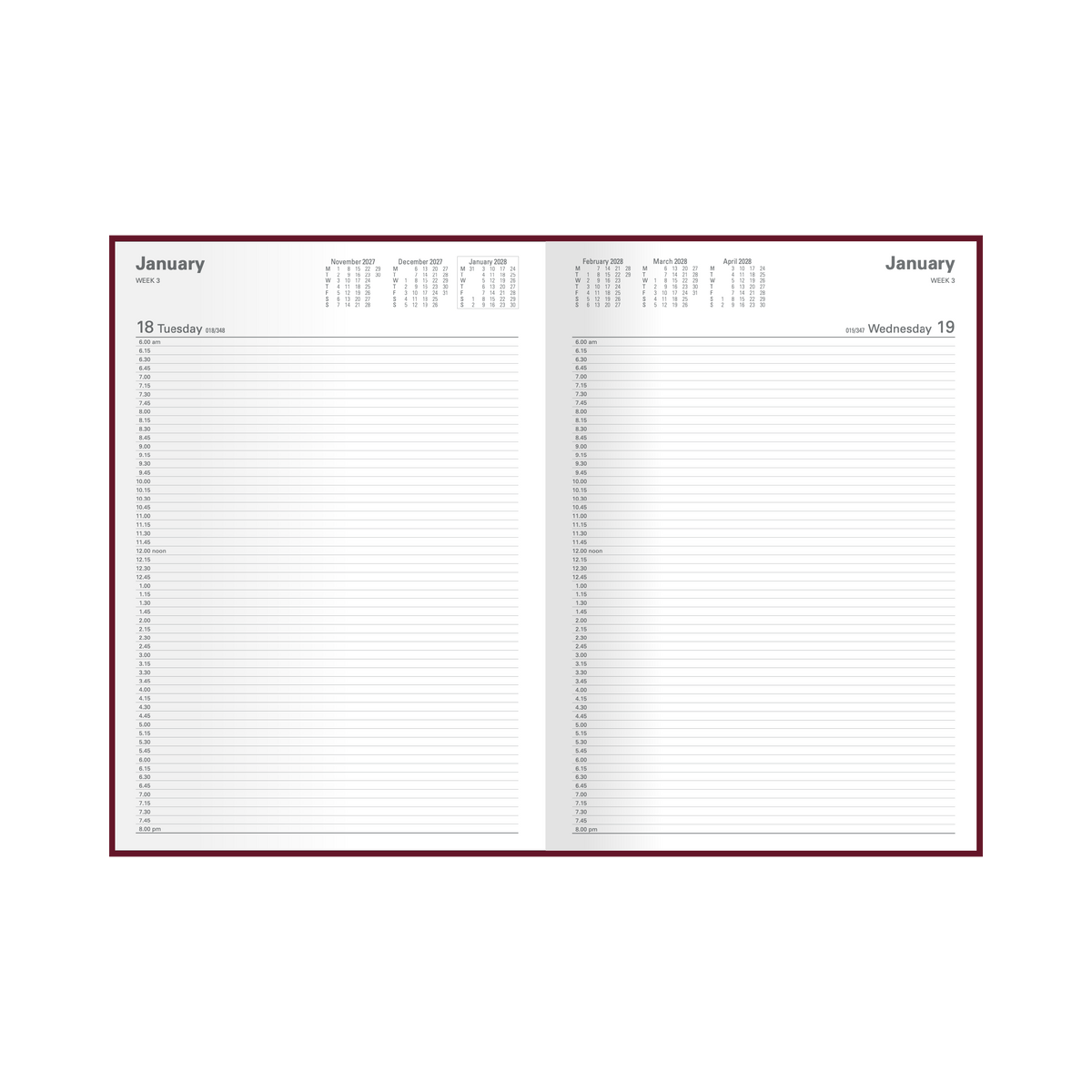2028 Calendar Year Diary/Planner - 12 Month A4 Day to Page Diary - Hard Cover - Collins Appointment Range - Early Edition