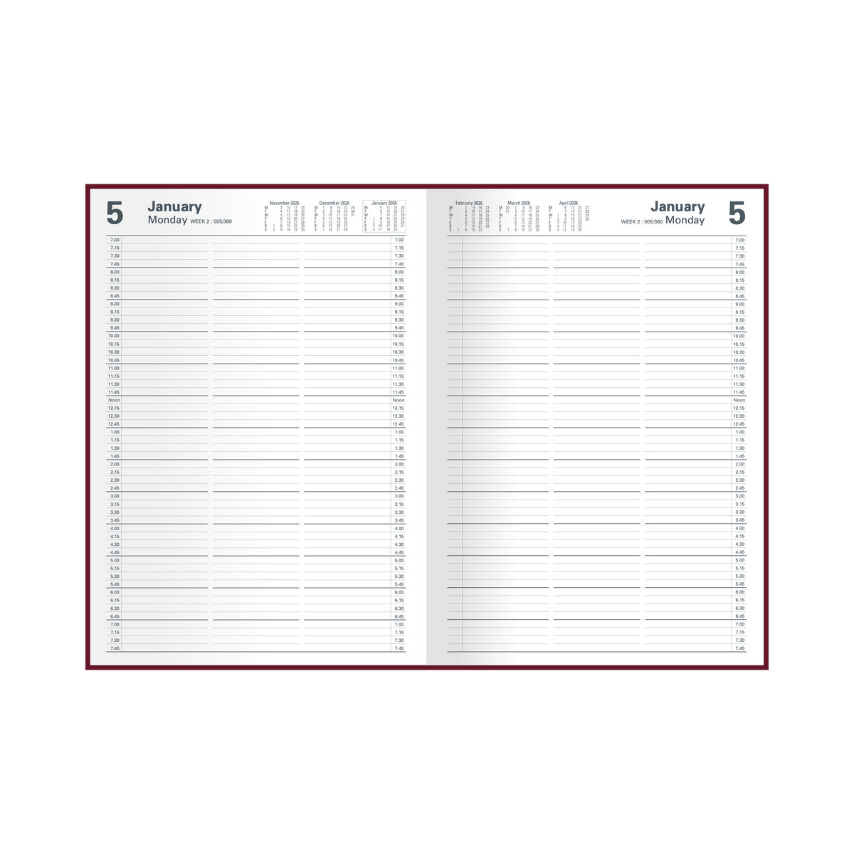 2027 Calendar Year Diary/Planner - 12 Month A4 2 Pages to a Day Diary - Hard Cover -Collins Appointment Range - Early Edition
