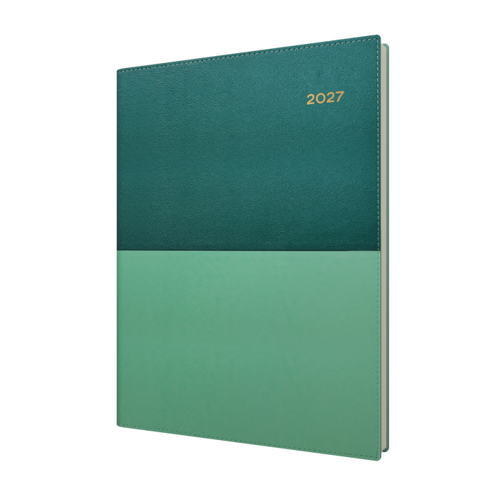 2027 Calendar Year Diary/Planner - 12 Month A4 Day to Page - Soft PU Cover in Teal - Collins Vanessa Range