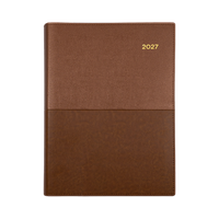 2027 Calendar Year Diary/Planner - 12 Month A4 Day to Page - Soft PU Cover in Tan - Collins Vanessa Range
