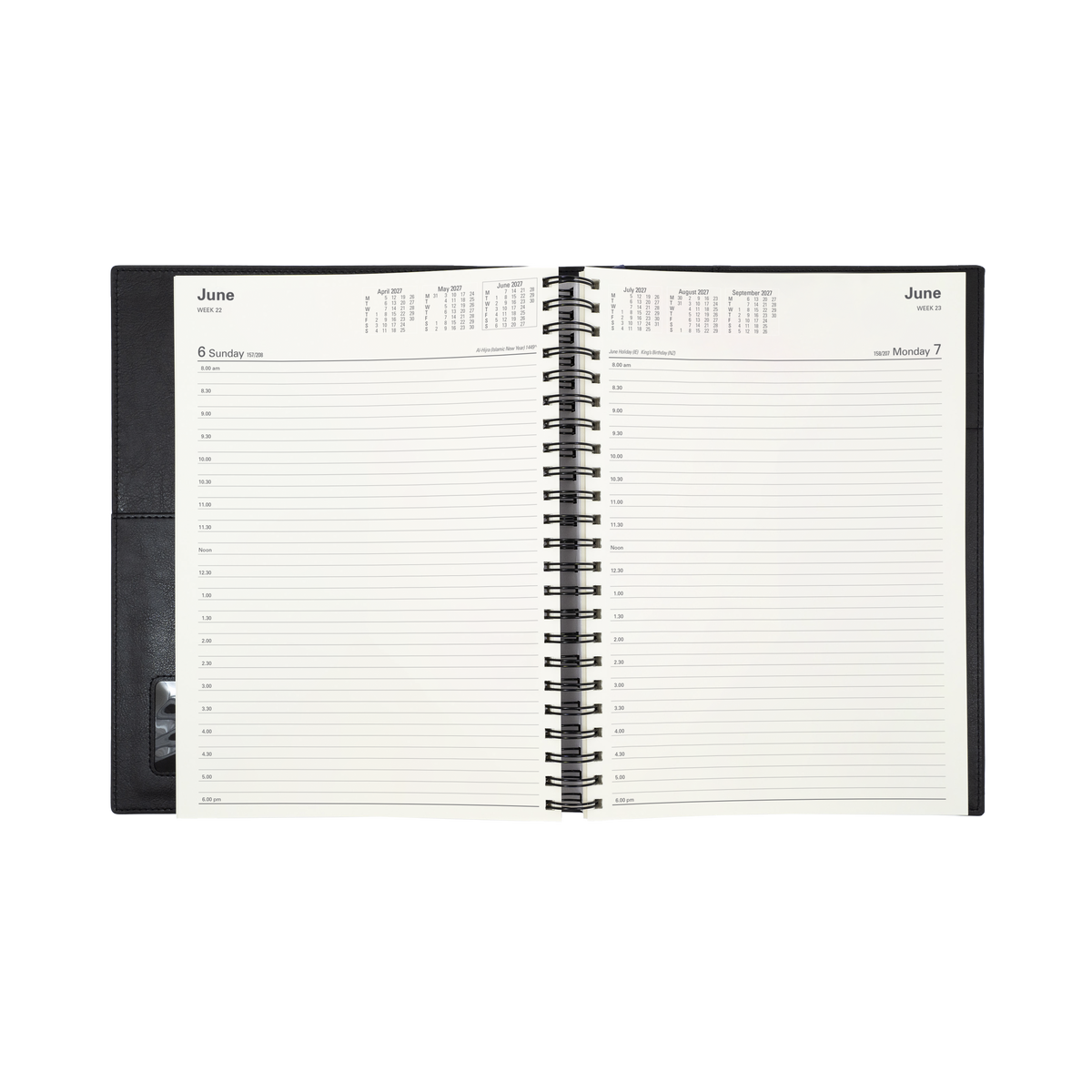 2027 Calendar Year Diary/Planner - 12 Month A4 Day to Page - Soft PU Cover in Rose Gold - Collins Vanessa Range