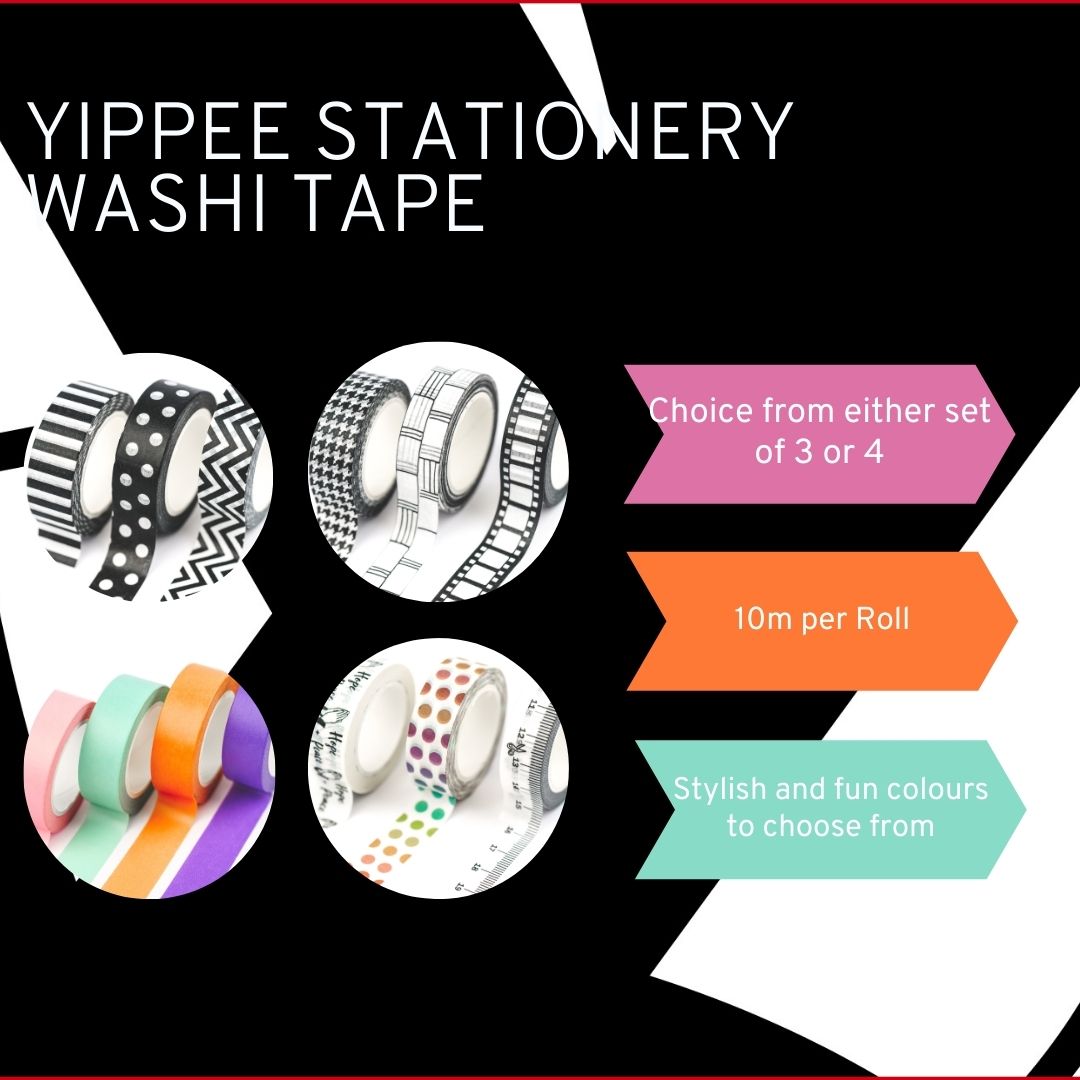 Jumble & Co. Yippee Stationery Washi Tape - Multi-Colours Set of 3