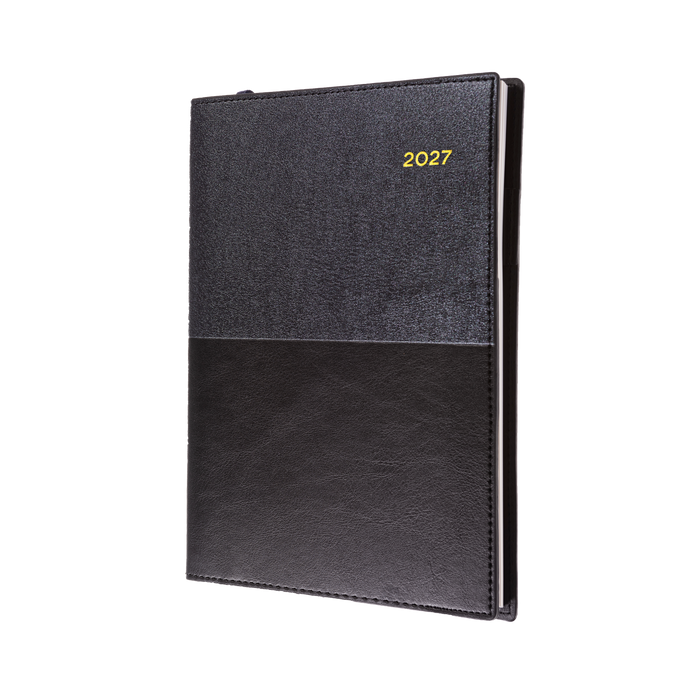 2027 Calendar Year Diary/Planner - 12 Month A4 2 Days to a Page - Soft PU Cover - Collins Vanessa Range