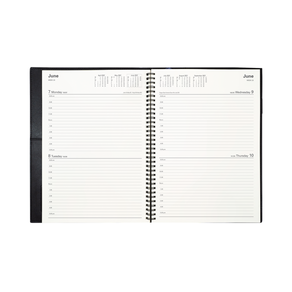 2027 Calendar Year Diary/Planner - 12 Month A4 2 Days to a Page - Soft PU Cover - Collins Vanessa Range