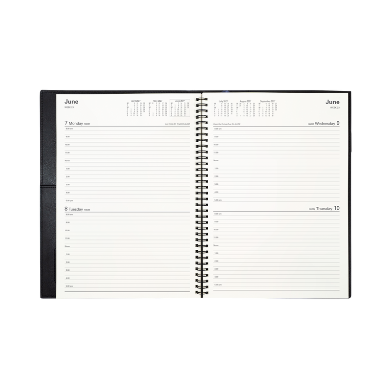 2027 Calendar Year Diary/Planner - 12 Month A4 2 Days to a Page - Soft PU Cover - Collins Vanessa Range