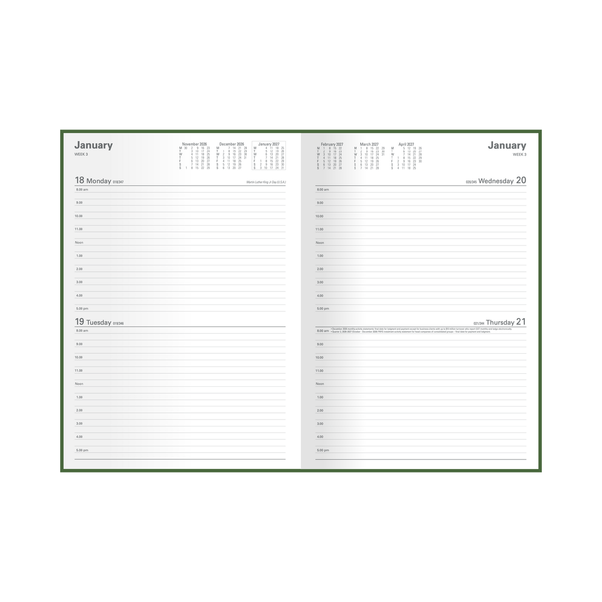 2026 - 2027 Financial Year Diary/Planner - 12 Month A4 2 Days to Page Diary - Hard Cover - Collins M Series Range