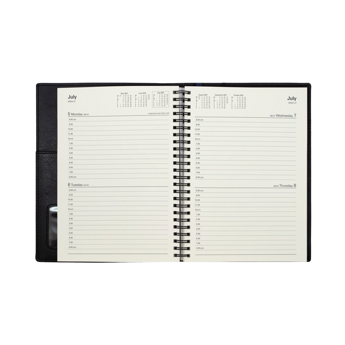 2027 Calendar Year Diary/Planner - 12 Month A5 2 Days to a Page - Soft PU Cover - Collins Vanessa Range