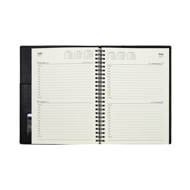 2027 Calendar Year Diary/Planner - 12 Month A5 2 Days to a Page - Soft PU Cover - Collins Vanessa Range