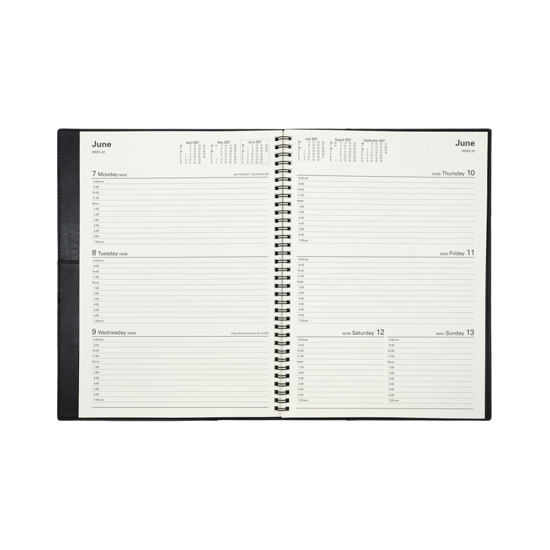 2027 Calendar Year Diary/Planner - 12 Month A4 Week to View - Soft PU Cover - Collins Vanessa Range