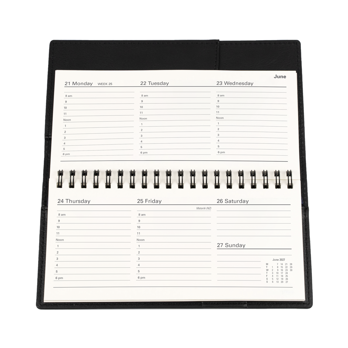 2027 Calendar Year Diary/Planner - 12 Month B6/7 Week to View (Landscape) - Soft PU Cover - Collins Vanessa Range