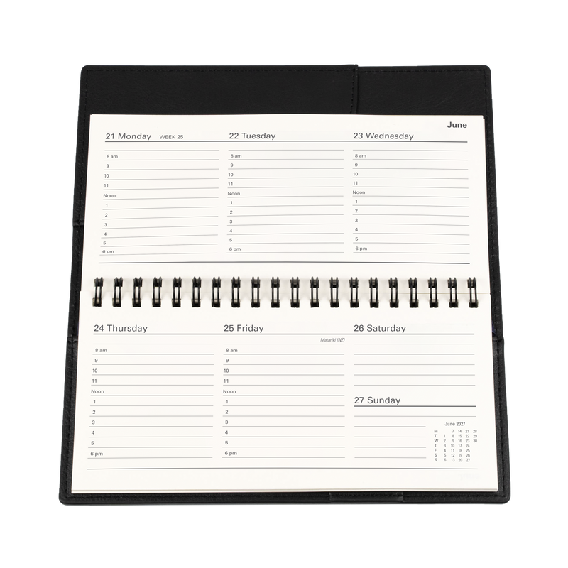 2027 Calendar Year Diary/Planner - 12 Month B6/7 Week to View (Landscape) - Soft PU Cover - Collins Vanessa Range