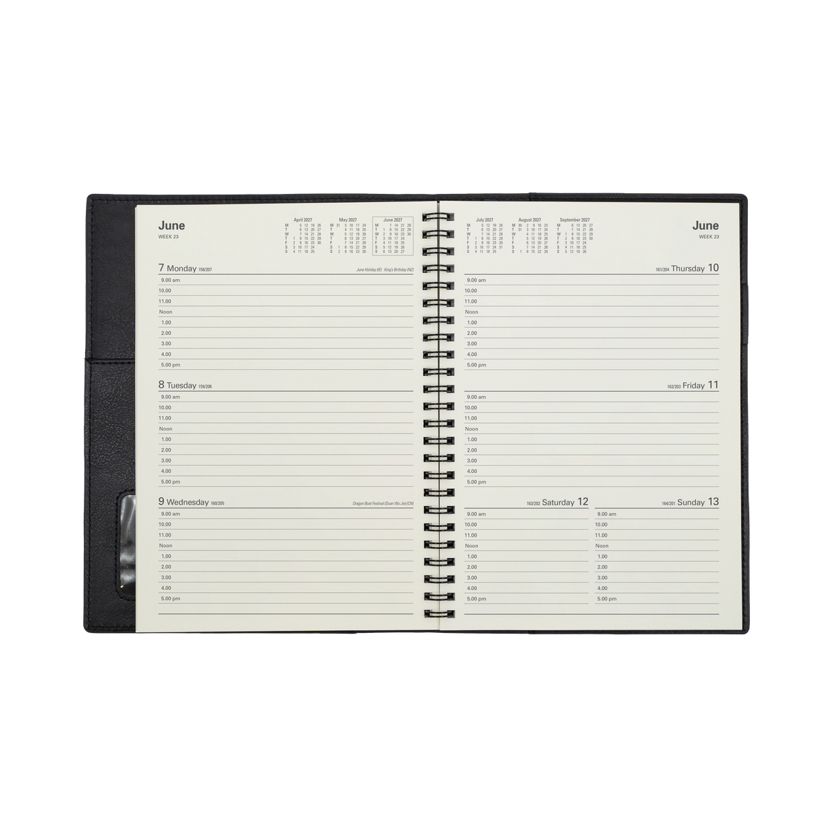 2027 Calendar Year Diary/Planner - 12 Month A5 Week to View - Soft PU Cover - Collins Vanessa Range