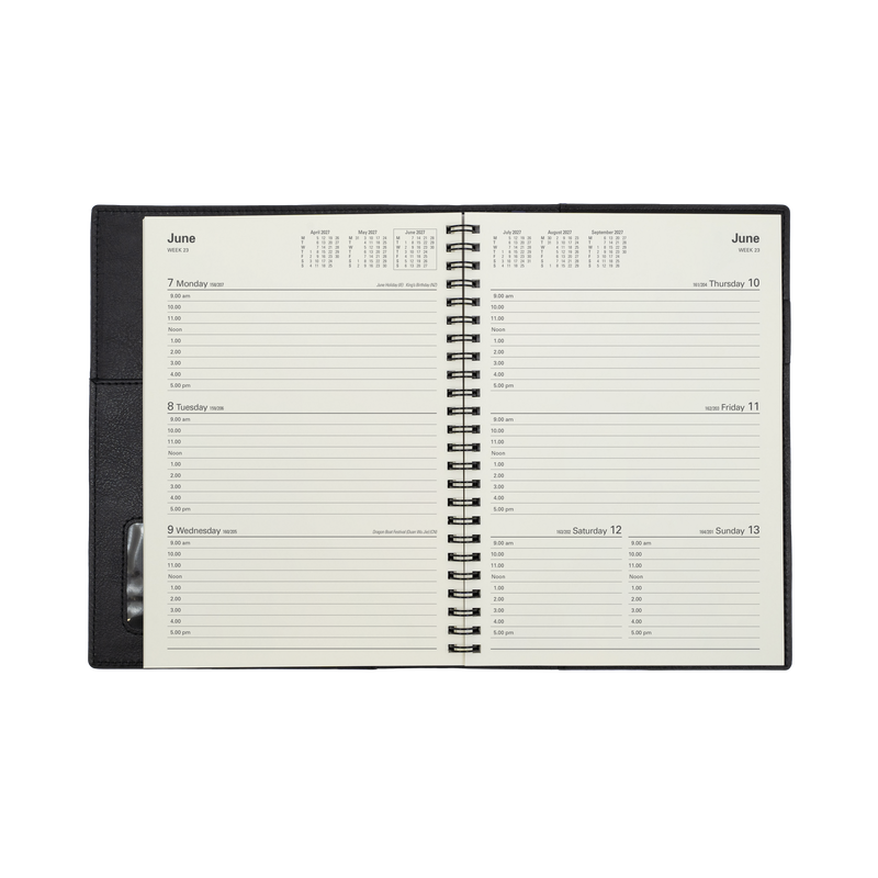 2027 Calendar Year Diary/Planner - 12 Month A5 Week to View - Soft PU Cover - Collins Vanessa Range