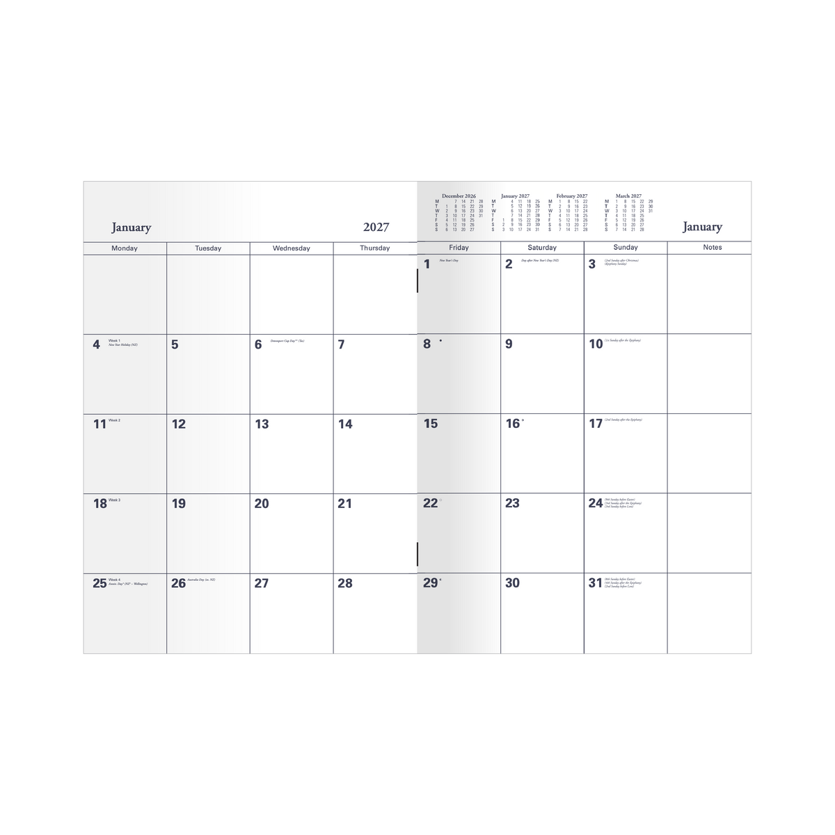 2027 Calendar Year Diary/Planner - 12 Month A4 Month to View Diary - Soft Cover - Collins Colplan Range - Early Edition