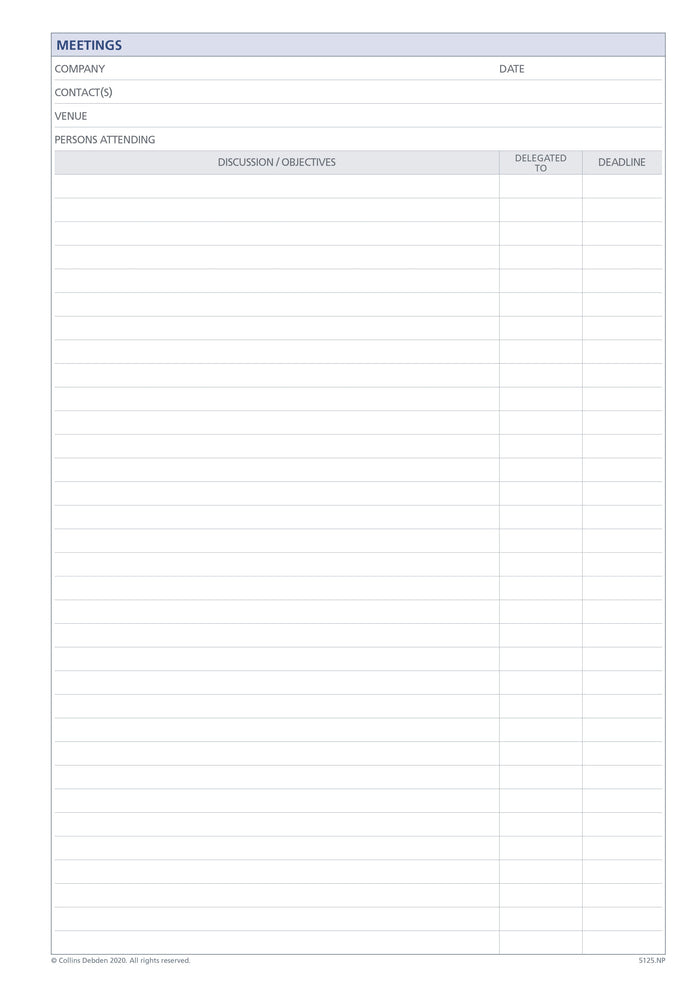 Debden Compendium Refill -  Meetings Writing Pad