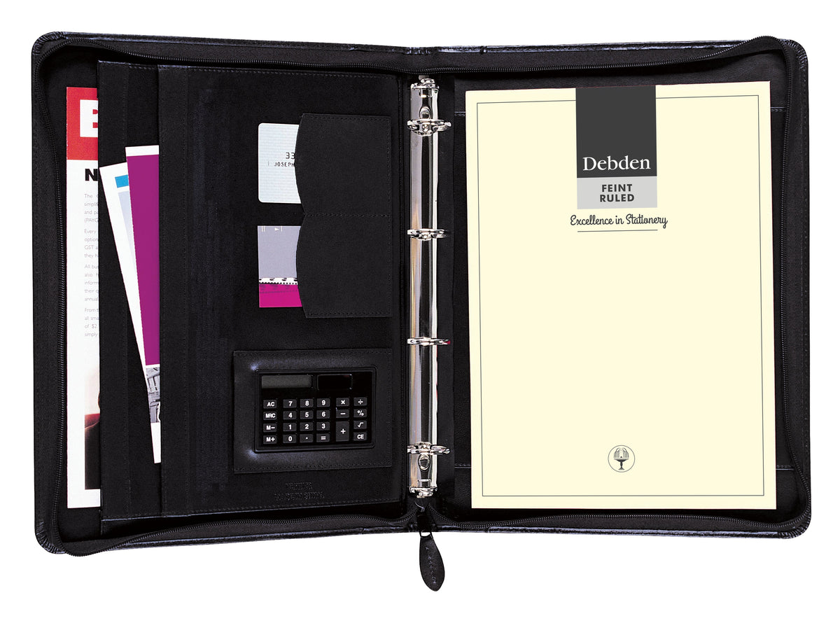 Debden A4 Compendium - 4-Ring Zip-Around PU Black