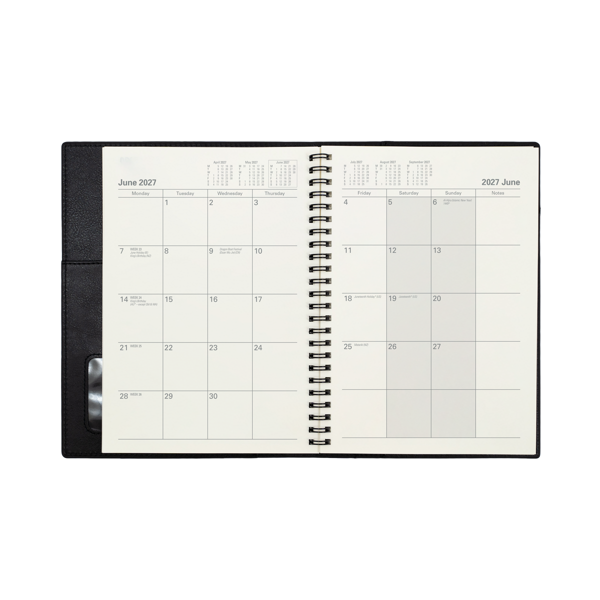 2027 Calendar Year Diary/Planner - 12 Month A5 Month to View with Notes - Soft PU Cover - Collins Vanessa Range