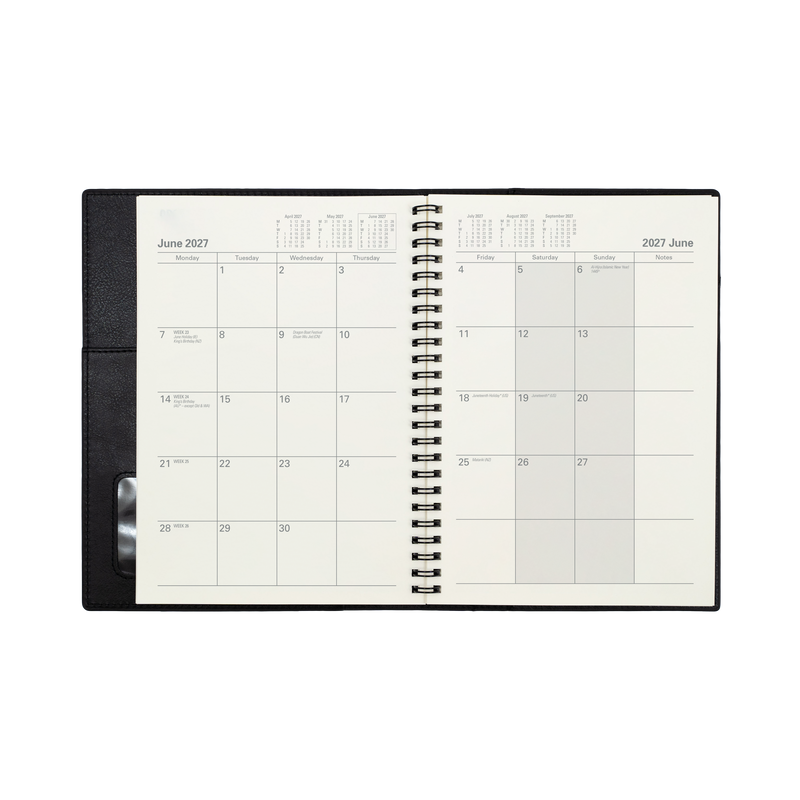 2027 Calendar Year Diary/Planner - 12 Month A5 Month to View with Notes - Soft PU Cover - Collins Vanessa Range