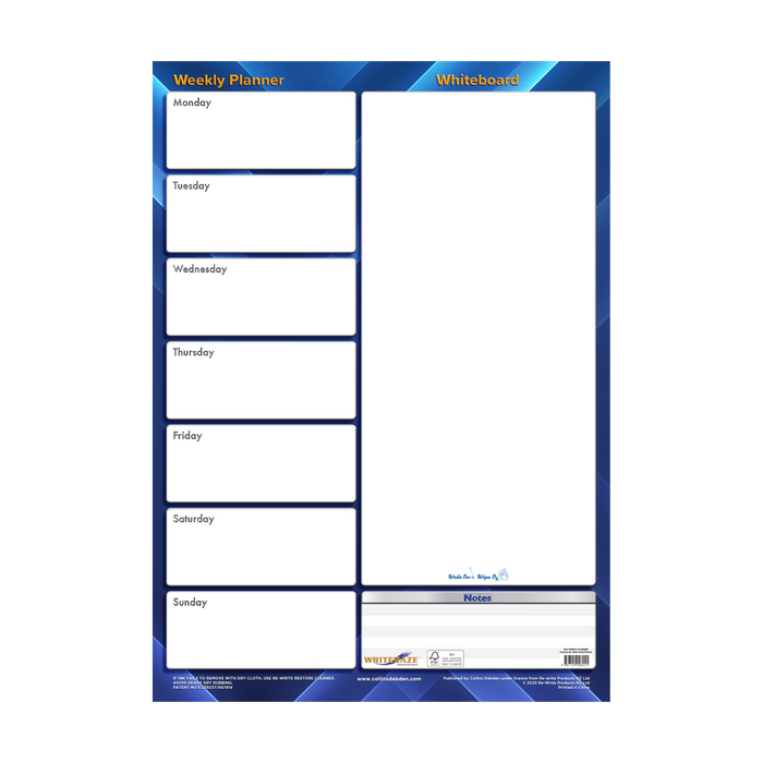 Collins - Writeraze Perpetual Week to View Wall Planner (500 x 700mm)