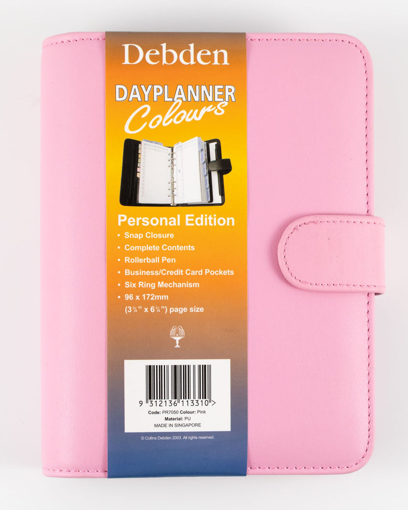 Debden Day Planner organiser, Personal size 172 x 96 mm, PU Snap Closure, Undated Week to view