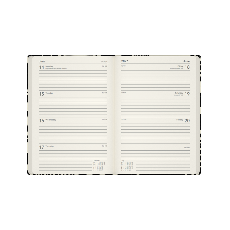 2027 Calendar Year Diary/Planner - 12 Month A5 Week to View - Hard Cover in Black - Collins Bold Mono Range