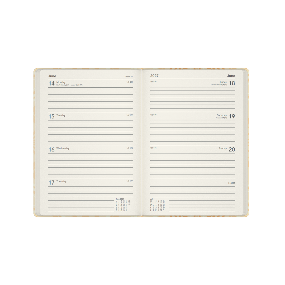 2027 Calendar Year Diary/Planner - 12 Month A5 Week to View - Hard Cover in Yellow - Collins Lavish Lux Range