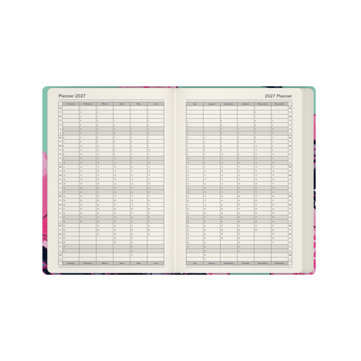 2027 Calendar Year Diary/Planner - 12 Month Pocket Week to View - Hard Cover in The Roses (Hummingbird) - Collins Billy Blue Range