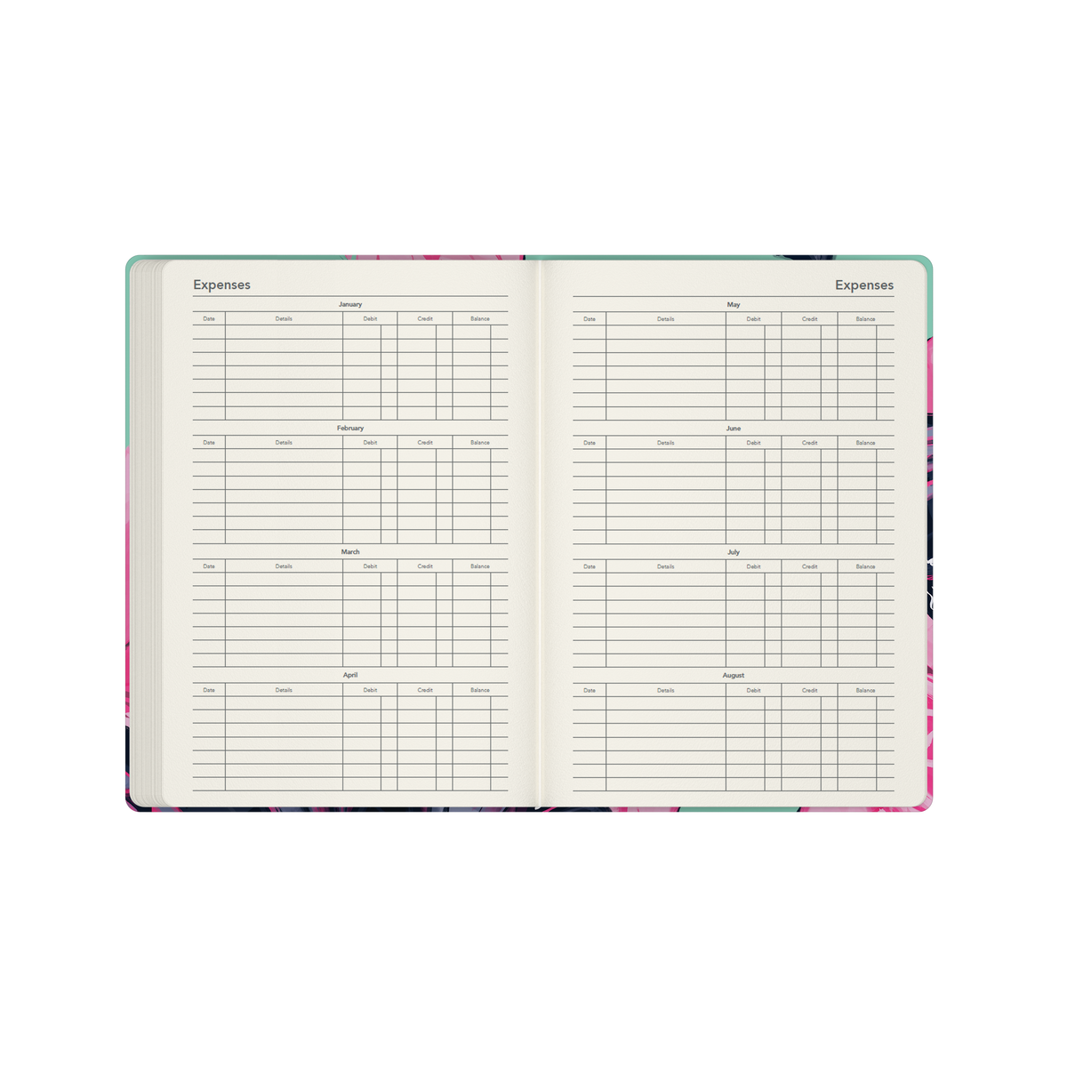 2027 Calendar Year Diary/Planner - 12 Month Pocket Week to View - Hard Cover in The Roses (Hummingbird) - Collins Billy Blue Range