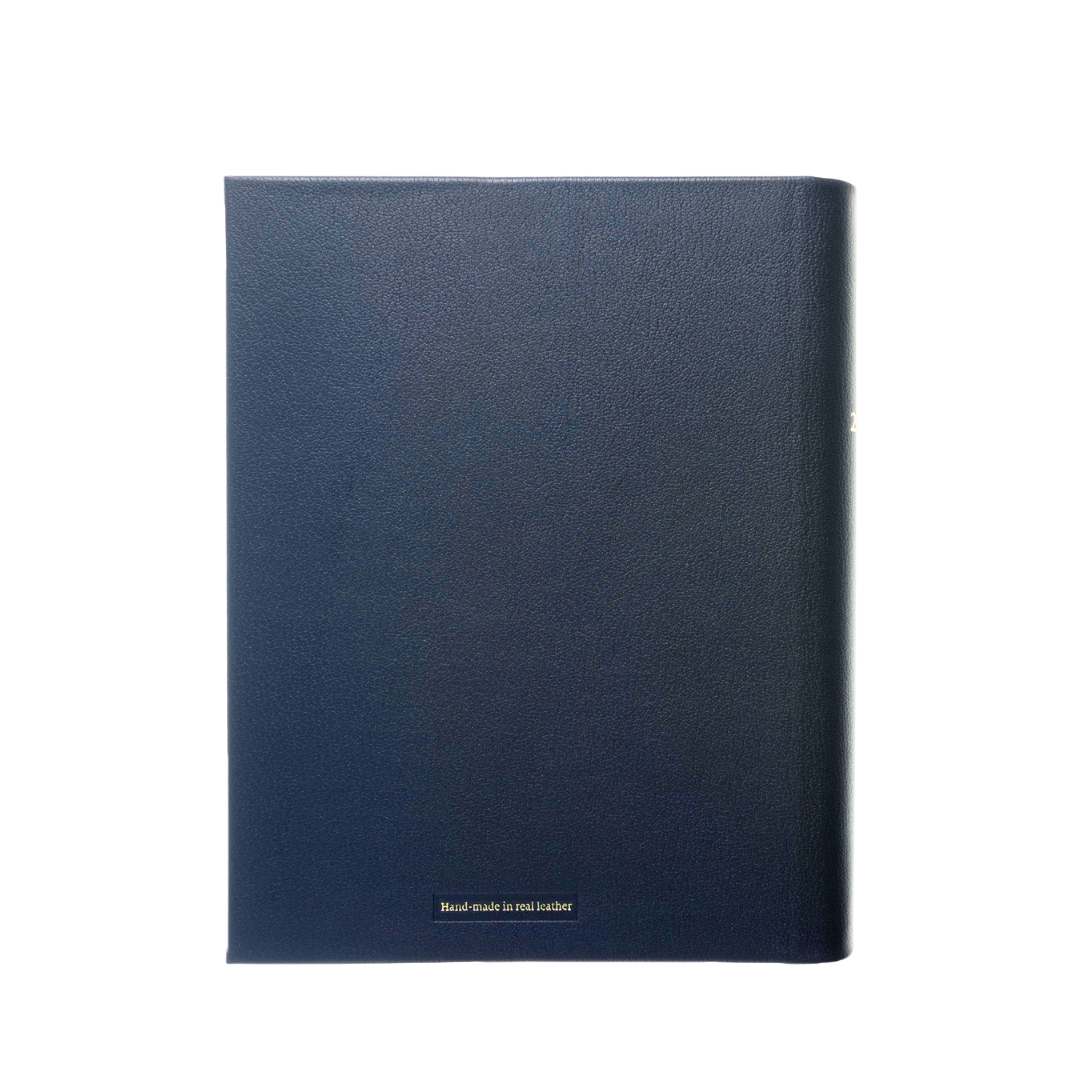 2027 Calendar Year Diary/Planner - 14 Month Quarto Day to Page - Leather Hard Cover in Navy - Collins The Economist Range