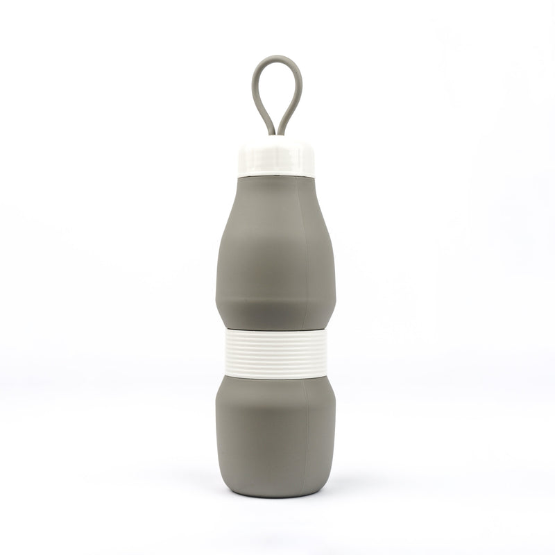 Jumble & Co. Whippy Collapsible Silicone Bottle 520ml - Grey Days Grey