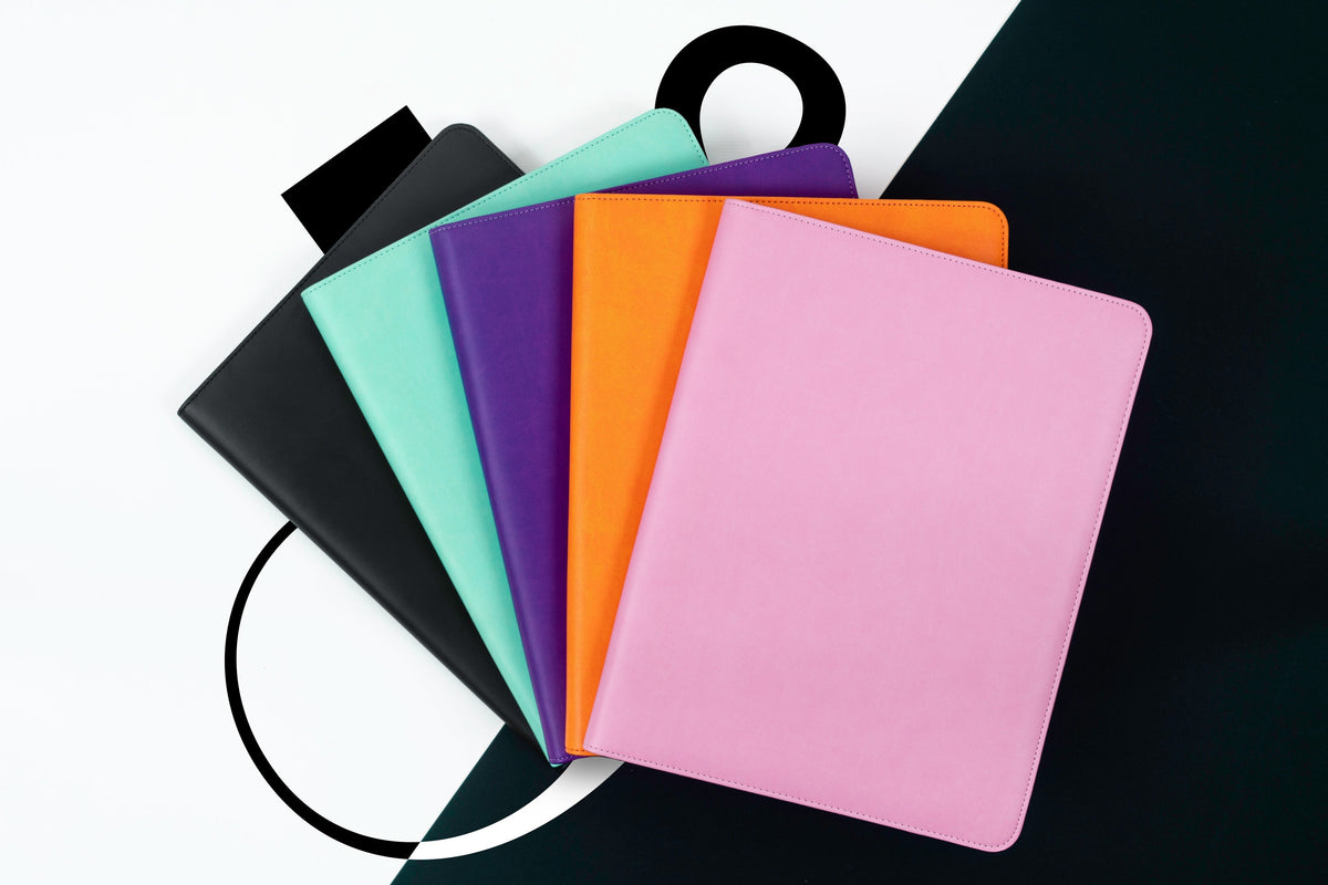 Jumble & Co. Intentus Organiser A4 PU Leather-Like Folder with Ruled Refill Pad - Clean Slate Black