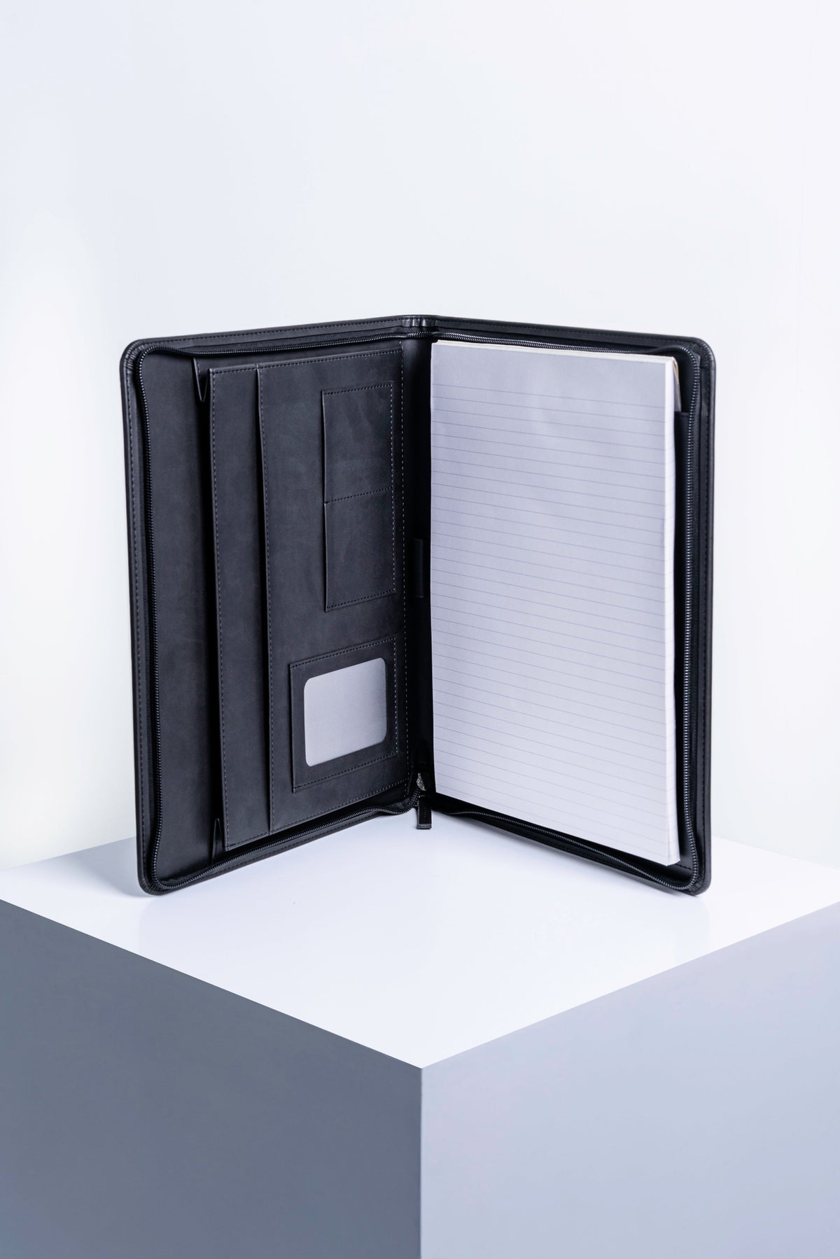 Jumble & Co. Intentus Organiser A4 PU Leather-Like Folder with Ruled Refill Pad - Clean Slate Black