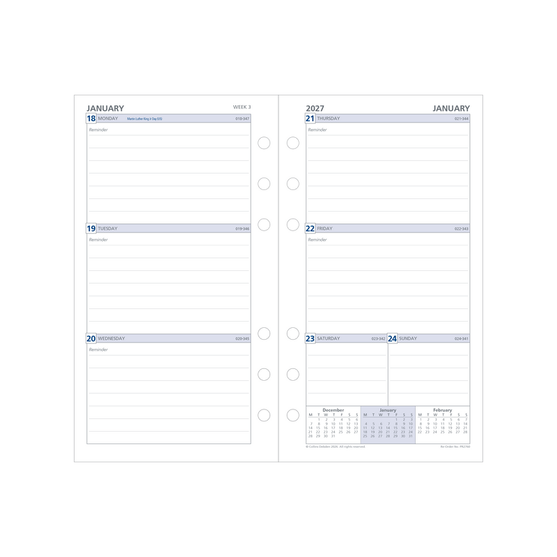 2026 -2027 Financial Year Diary/Planner - 12 Month Personal Week to View Refill - Debden Day Planner Range