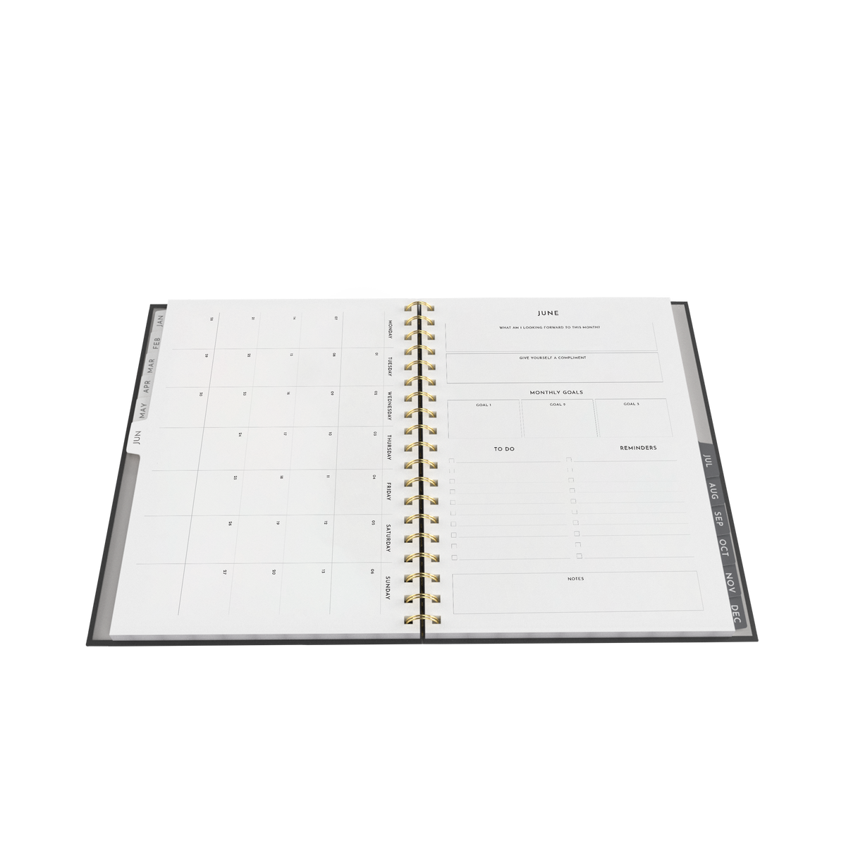 2027 Calendar Year Diary/Planner - 12 Month B5 Week to View - Wiro Bound in Charcoal - Collins Smart Women Society Range