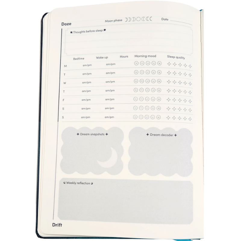 Jumble & Co. - Doze & Drift Sleep Journal, A5 - Black