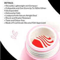 Jumble & Co. Whippy Collapsible Silicone Bottle 520ml - Rose-Tined Pink