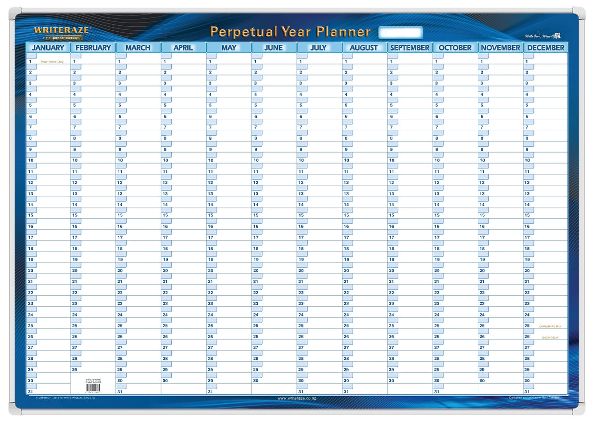 Collins Writeraze Wall Planner - Perpetual year planner (700 x 1000mm)
